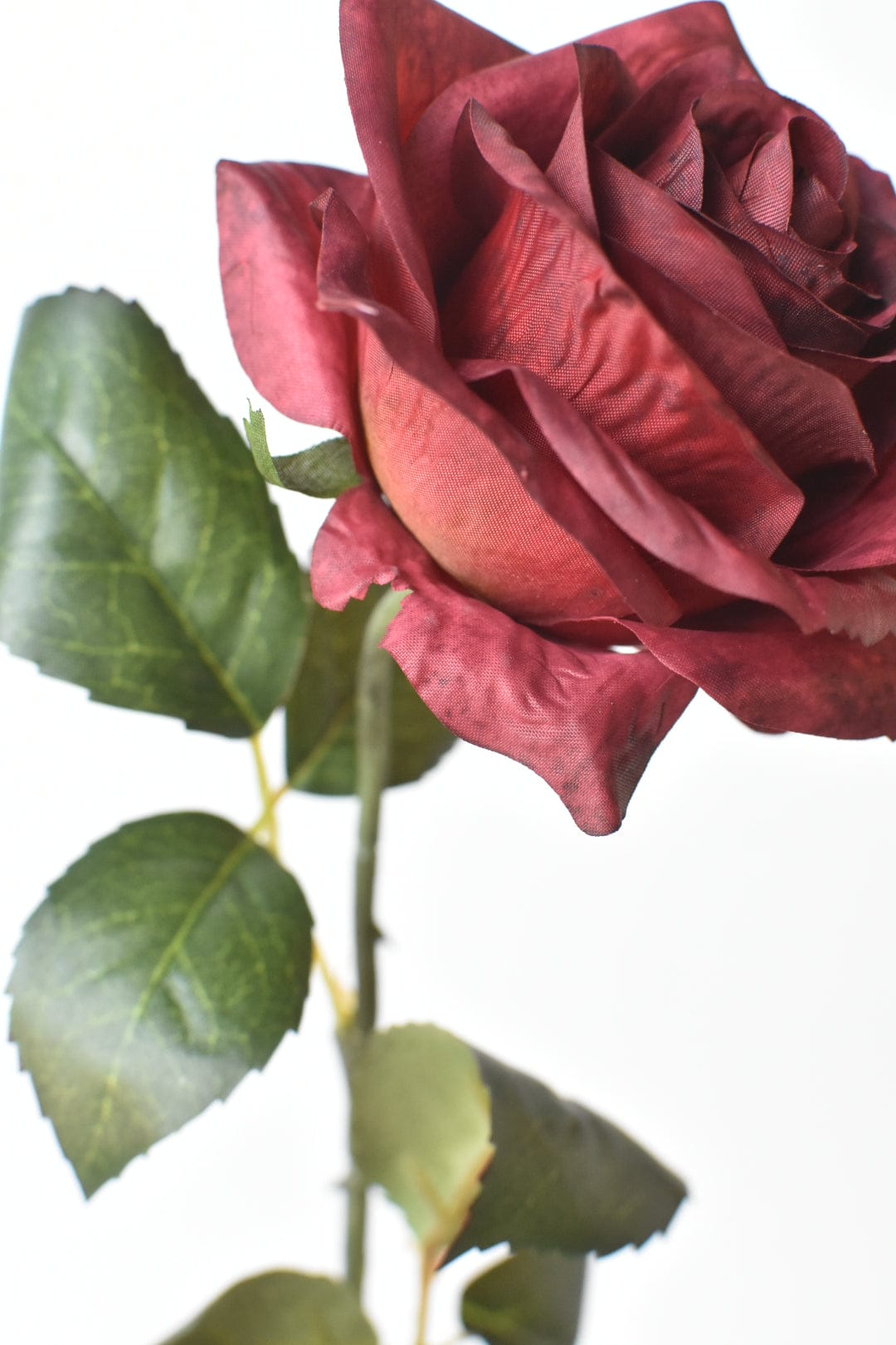 21.5" Faux Burgundy/Red Rose Bud Stem