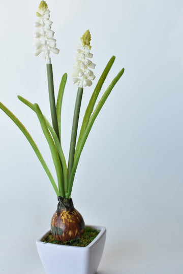 10.5" Faux Muscari Bulb in Pot : White