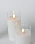 Set of 3 LED Flickering Candles in Glass Vase