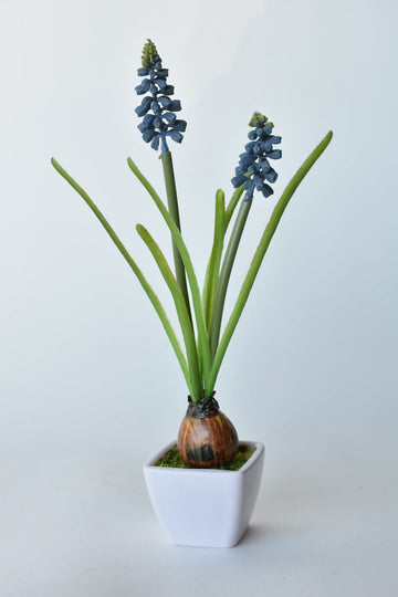 10.5" Faux Muscari Bulb in Pot : Blue