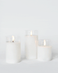Set of 3 LED Flickering Candles in Glass Vase
