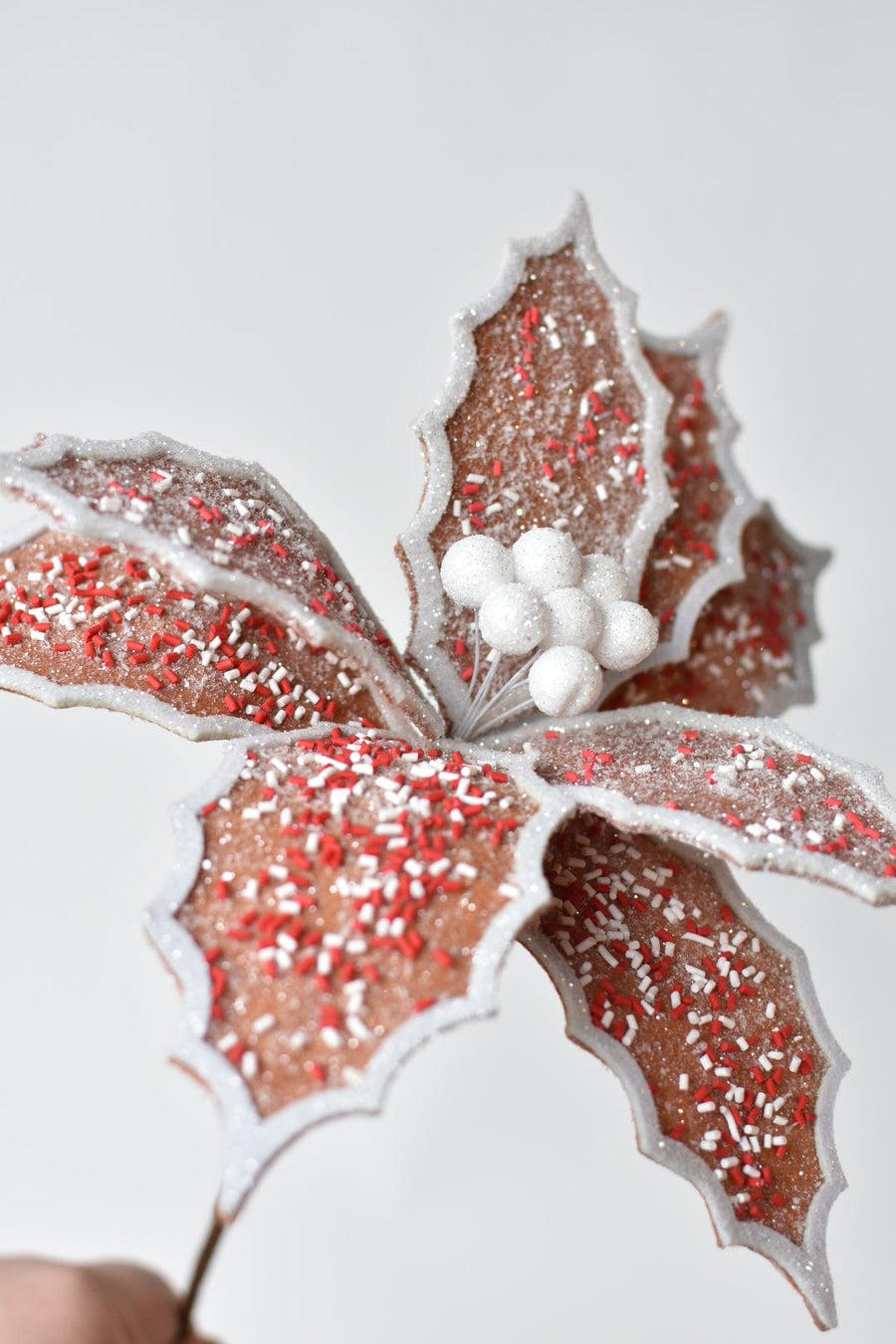 10" Faux Cookie Poinsettia Stem