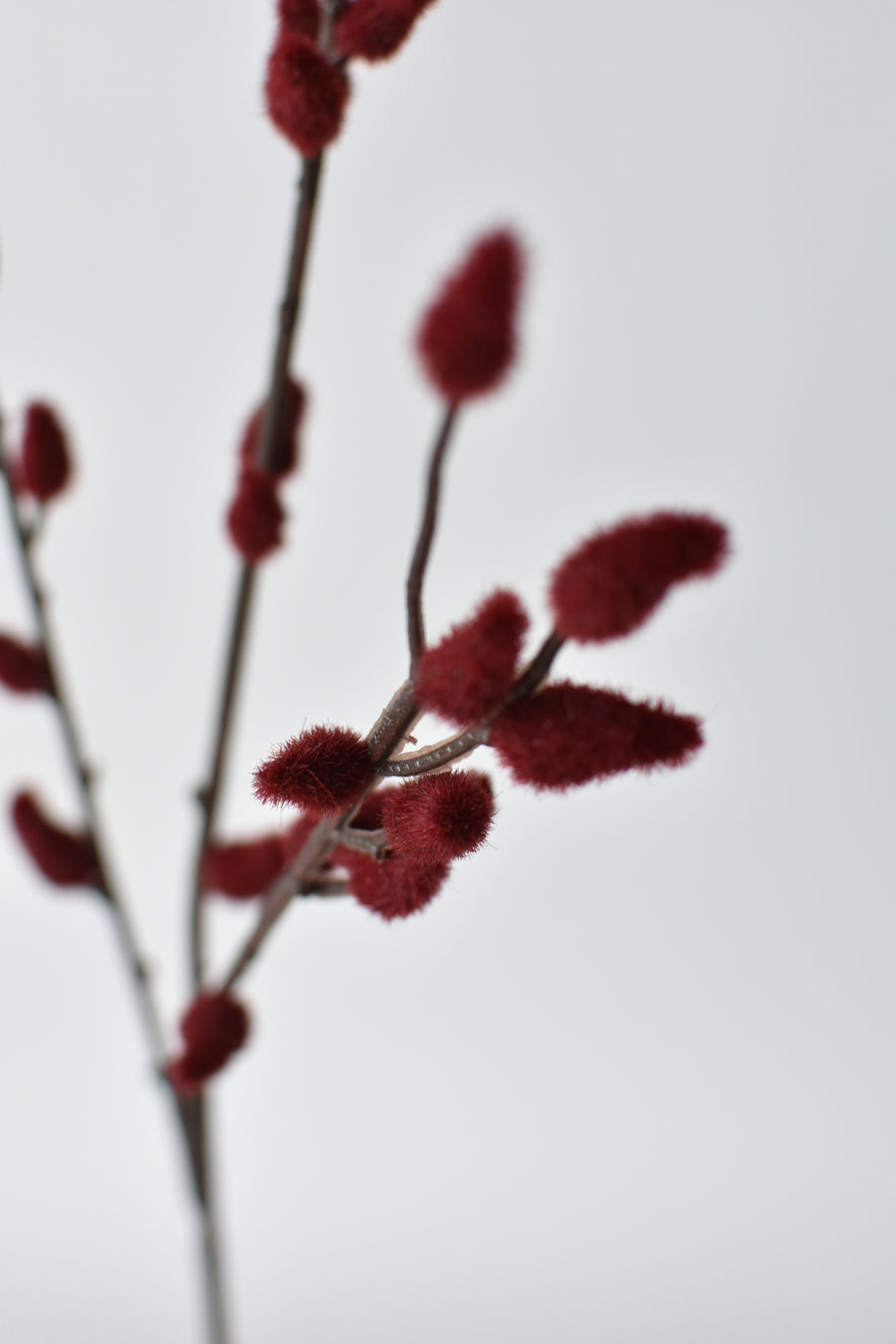 32" Faux Burgundy Pussy Willow Stem Branch