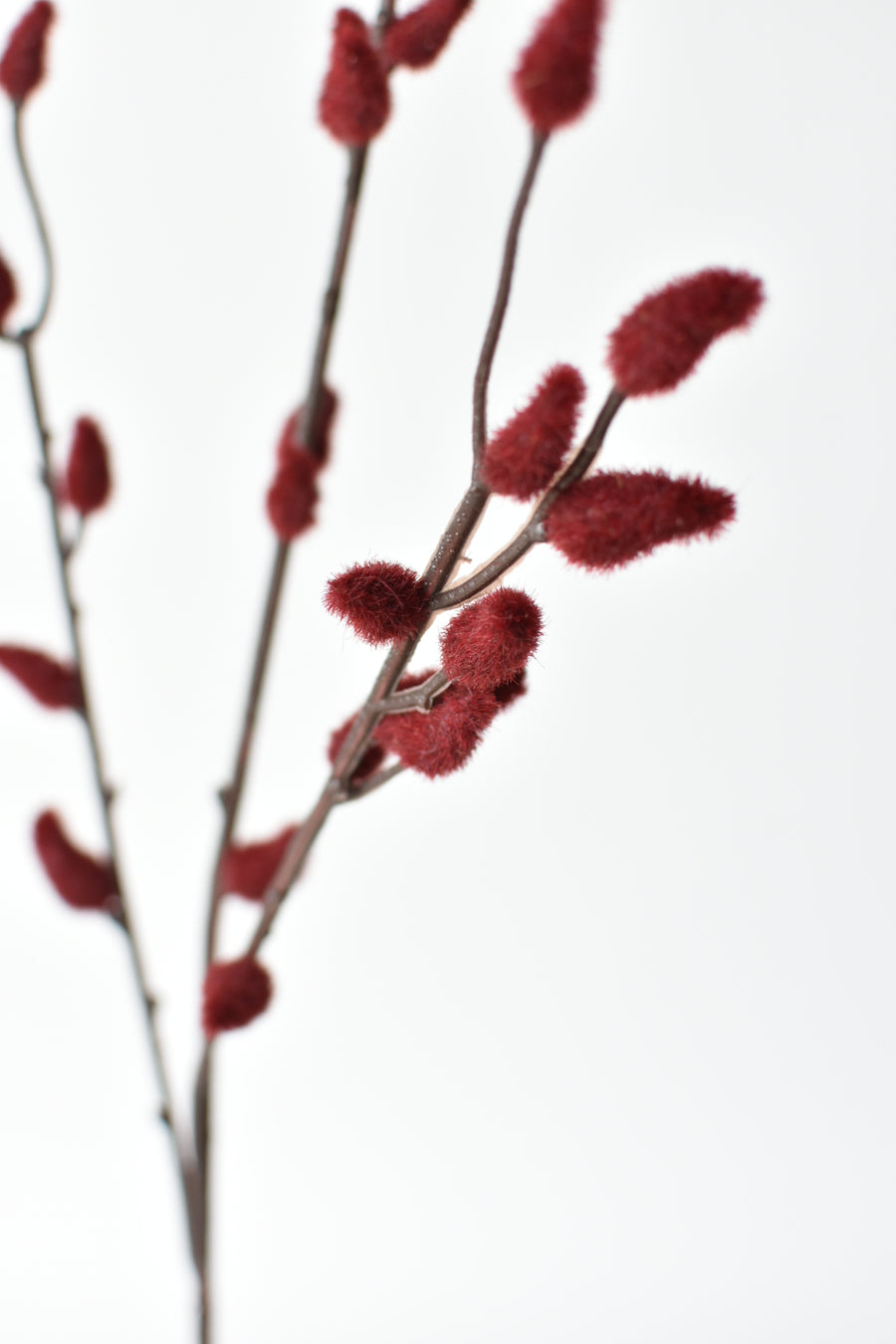 32" Faux Burgundy Pussy Willow Stem Branch