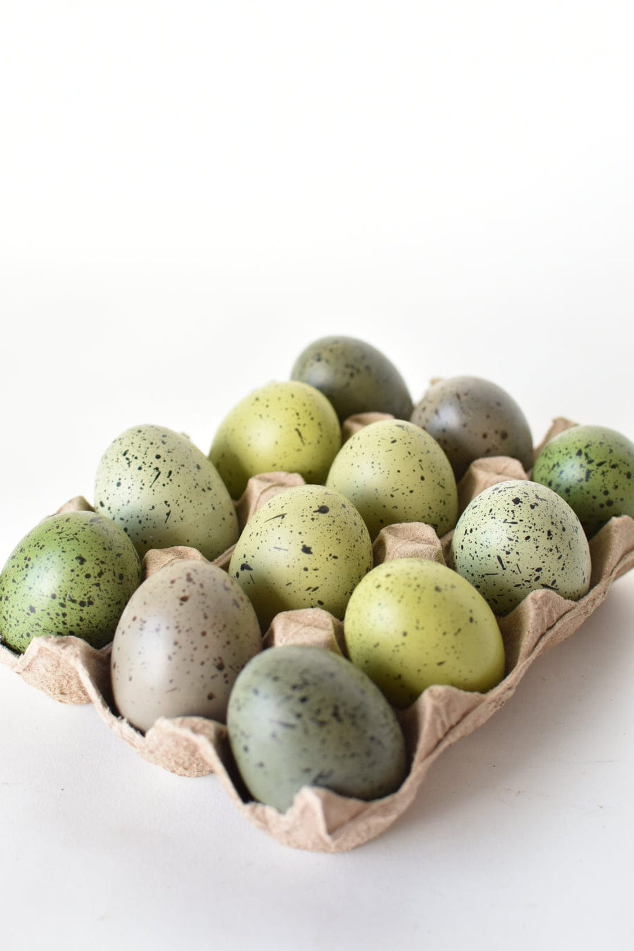 2" Faux Shades of Green Speckled Eggs