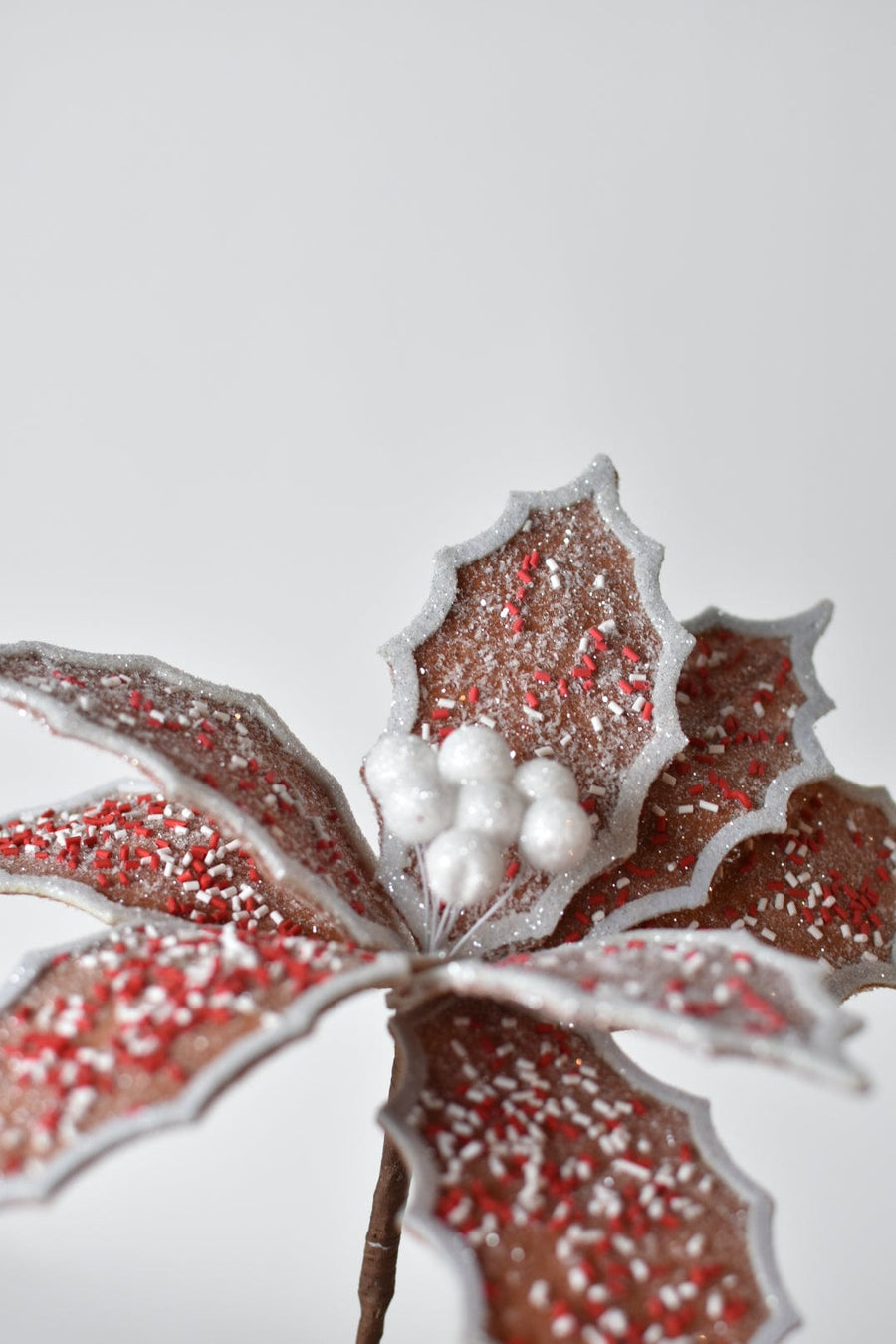 10" Faux Cookie Poinsettia Stem