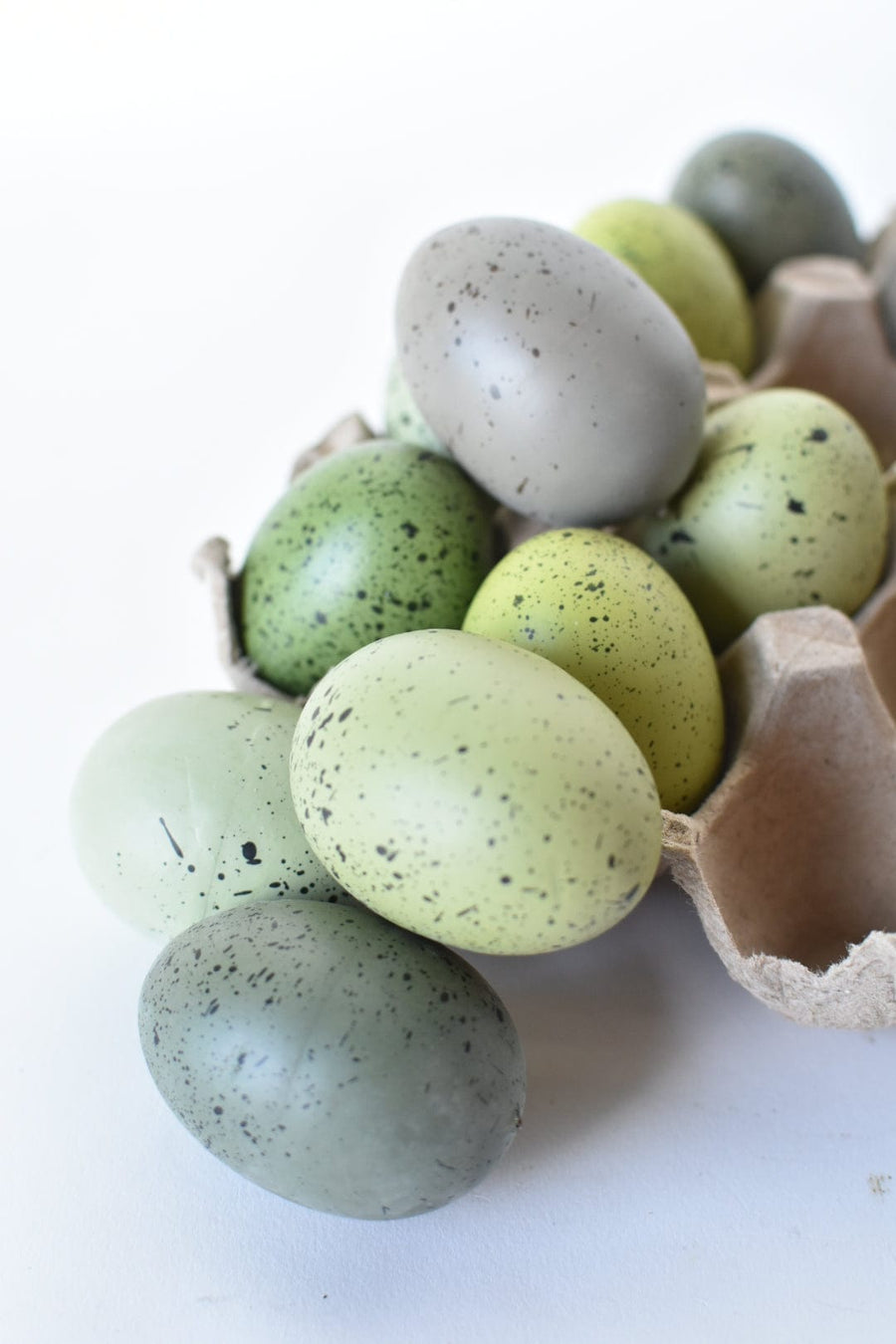 2" Faux Shades of Green Speckled Eggs