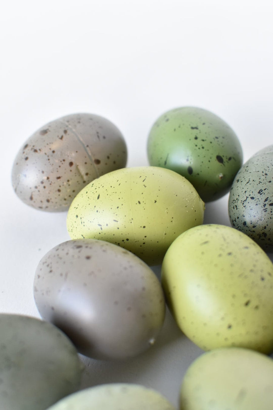 2" Faux Shades of Green Speckled Eggs