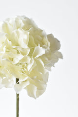 24-inch faux creamy white hydrangea stem with one full mophead bloom