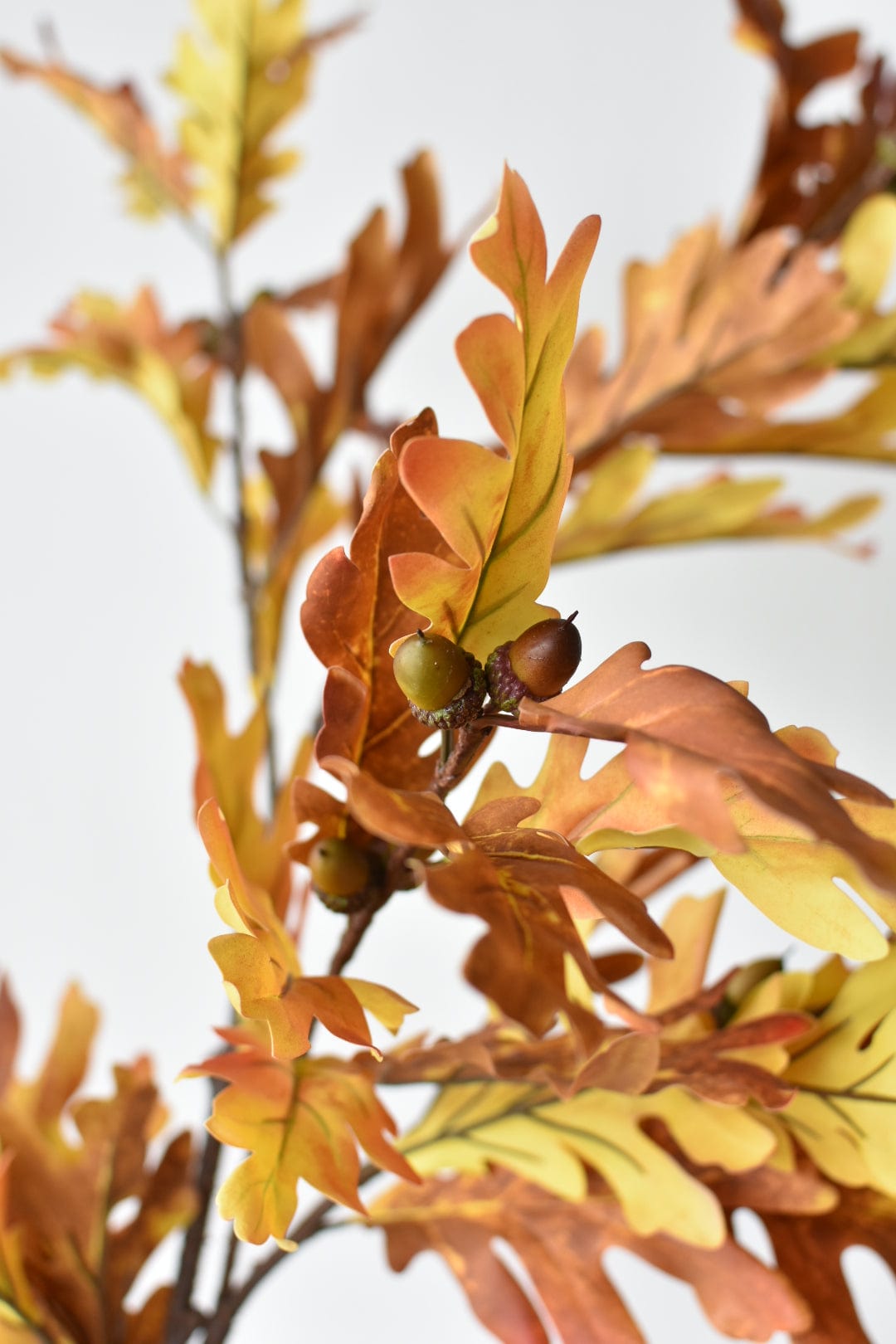 Single 46-inch faux oak leaf fall branch with acorns