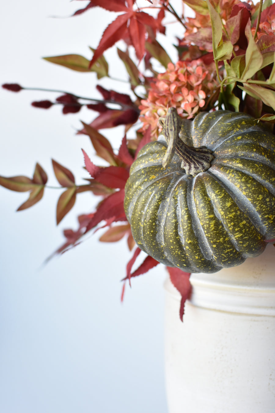 22" Fall Arrangement w/Pumpkin Drop-In Arrangement Burgundy/Red/Green F1