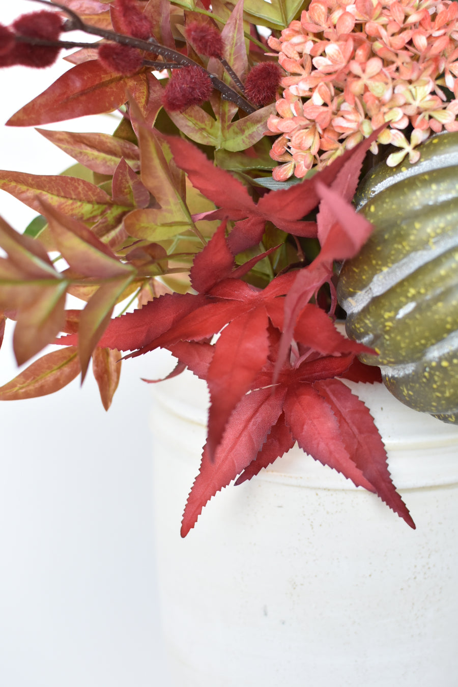 22" Fall Arrangement w/Pumpkin Drop-In Arrangement Burgundy/Red/Green F1