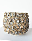 Ceramic Blue/Brown Glazed Star Bloom Container