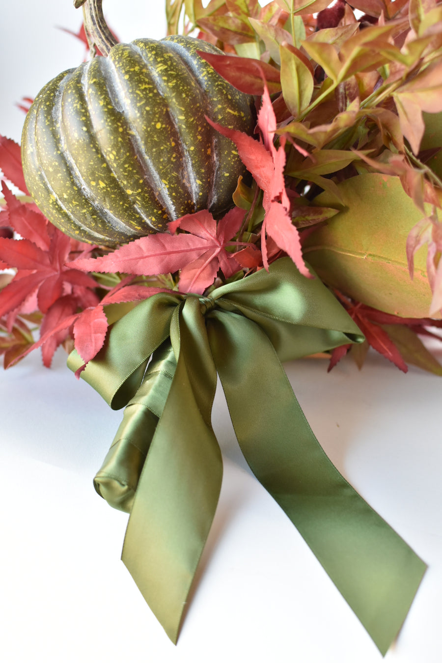 22" Fall Arrangement w/Pumpkin Drop-In Arrangement Burgundy/Red/Green F1