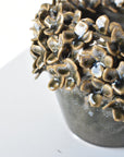 Ceramic Blue/Green/Brown Glazed Hydrangea Petal Container