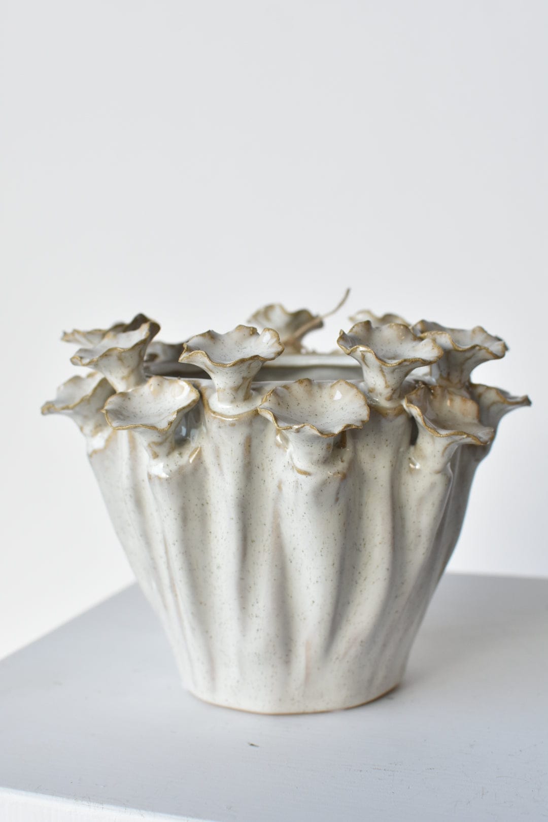 Ceramic Cream Glazed Mushroom container