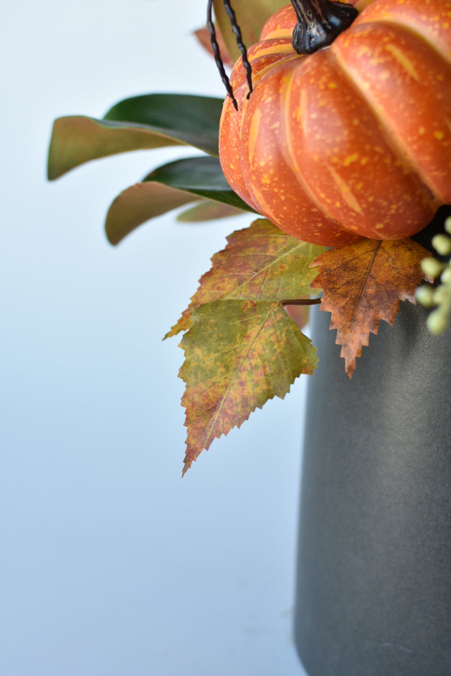 21" Classic Fall Arrangement w/Pumpkin Drop-In Red/Green/Orange 2F