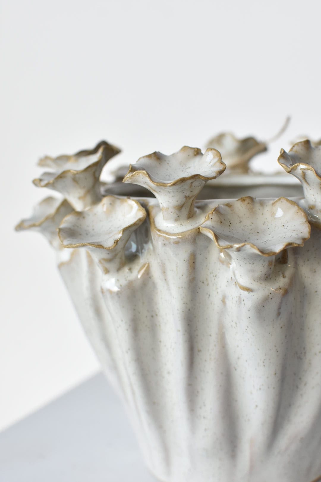 Ceramic Cream Glazed Mushroom container