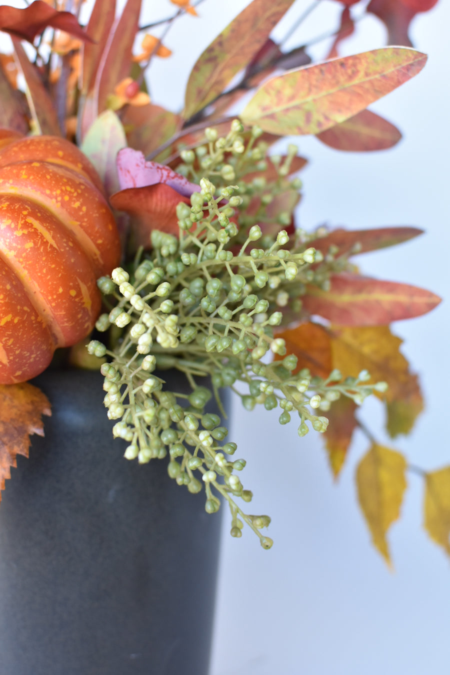 21" Classic Fall Arrangement w/Pumpkin Drop-In Red/Green/Orange 2F