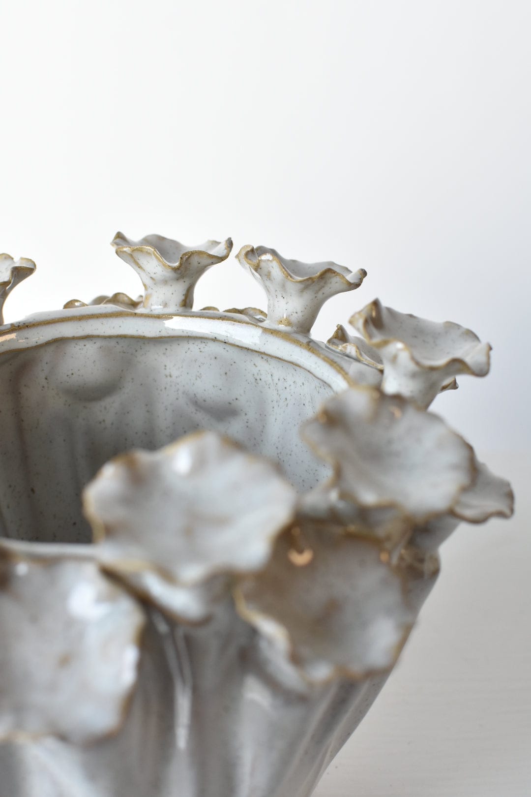 Ceramic Cream Glazed Mushroom container