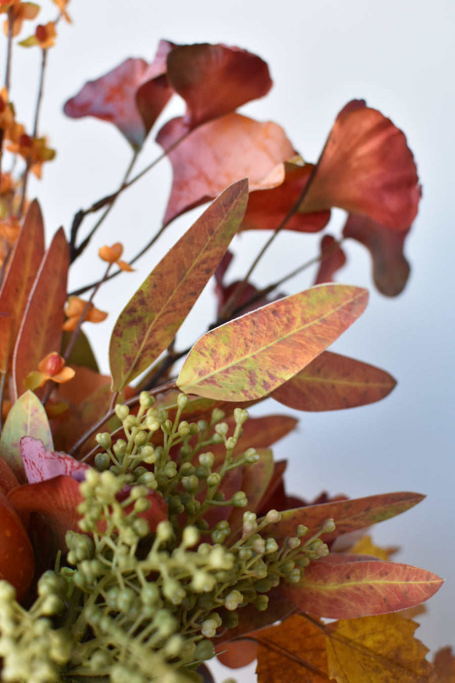 21" Classic Fall Arrangement w/Pumpkin Drop-In Red/Green/Orange 2F