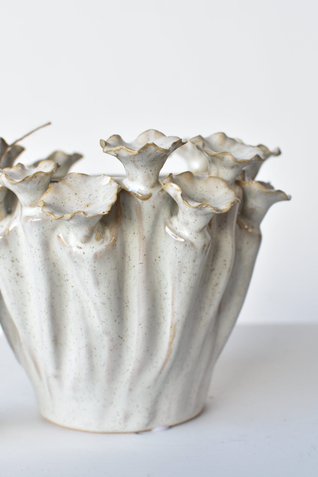 Ceramic Cream Glazed Mushroom container