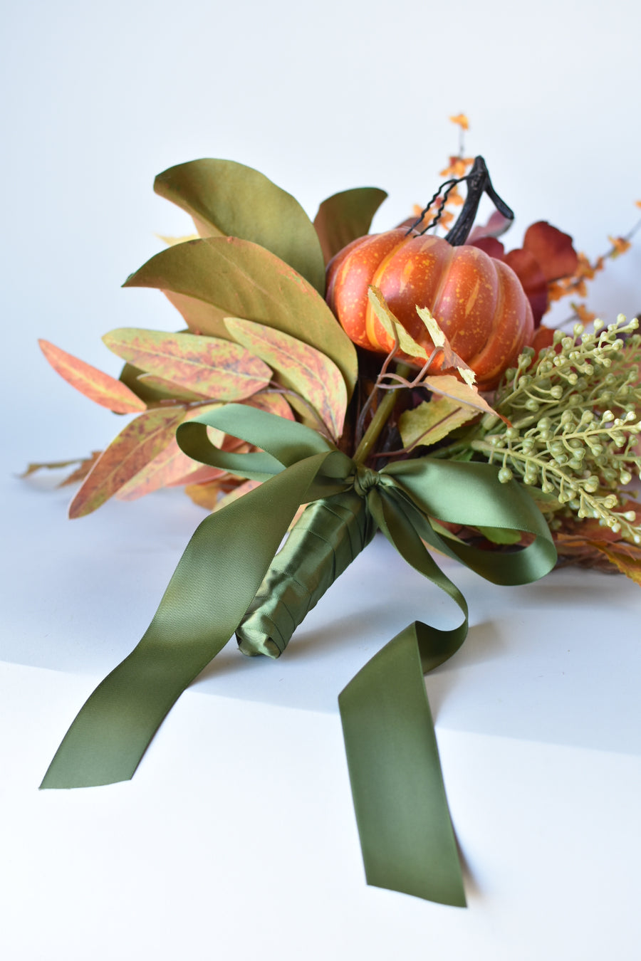 21" Classic Fall Arrangement w/Pumpkin Drop-In Red/Green/Orange 2F