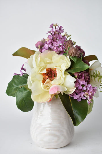 Purple Lilac and White Peony Drop-In Bouquet Arrangement