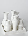 Square White Ceramic Bud Vases on Base