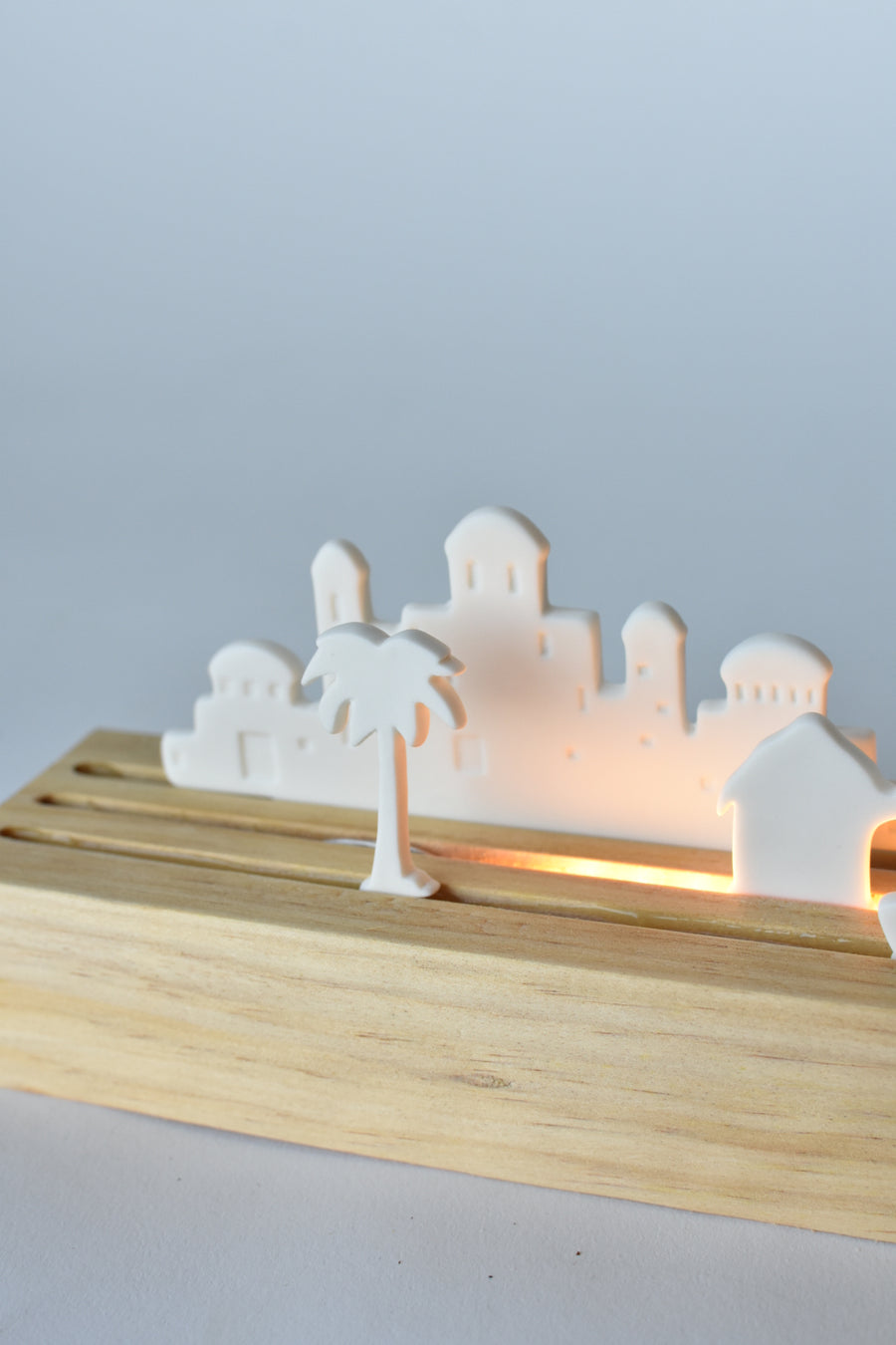 LED Lit Porcelain + Wood Nativity