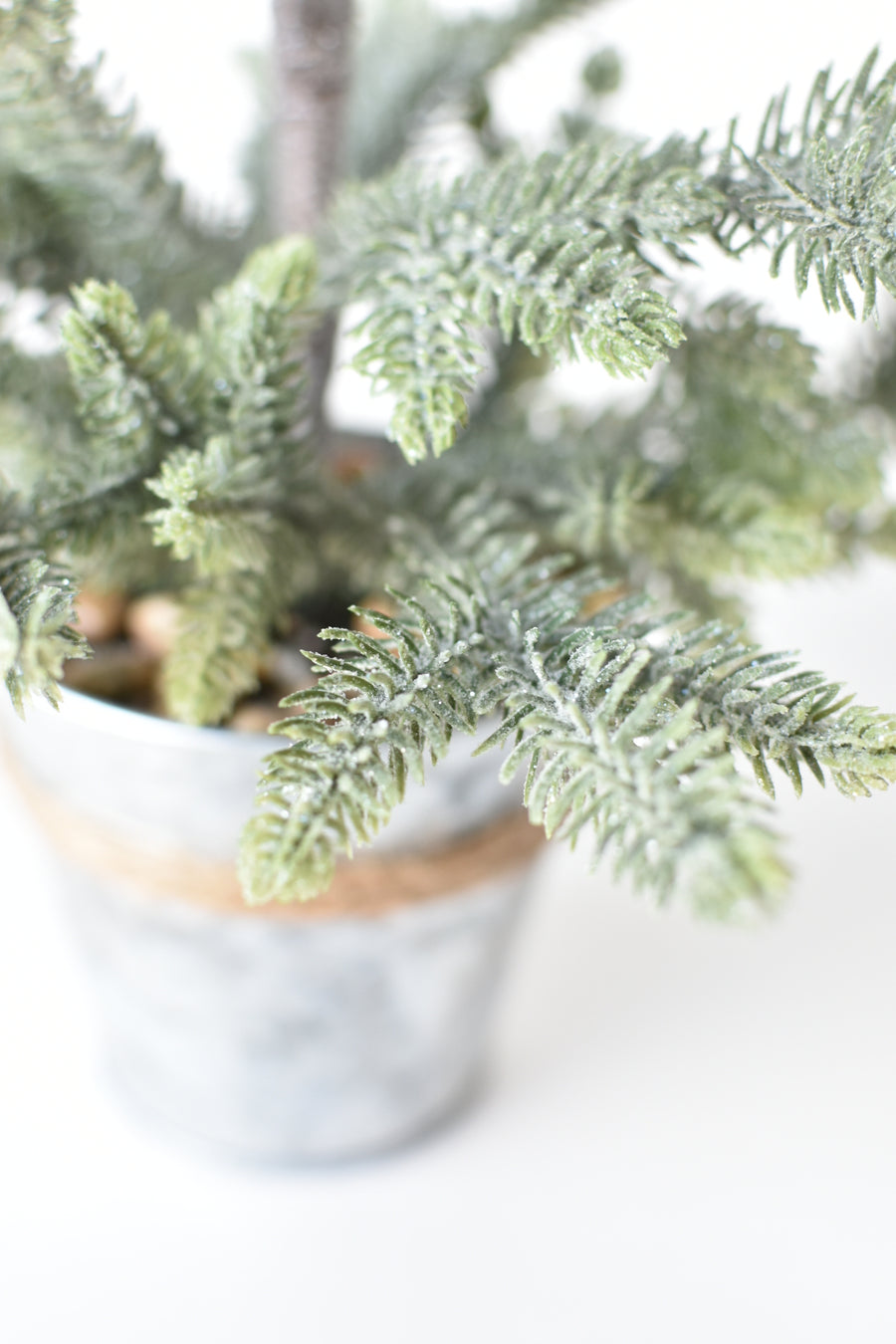 18" Faux Frosted Potted Tree in Galvanized Pot