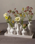Rectangular White Ceramic Bud Vases on Base