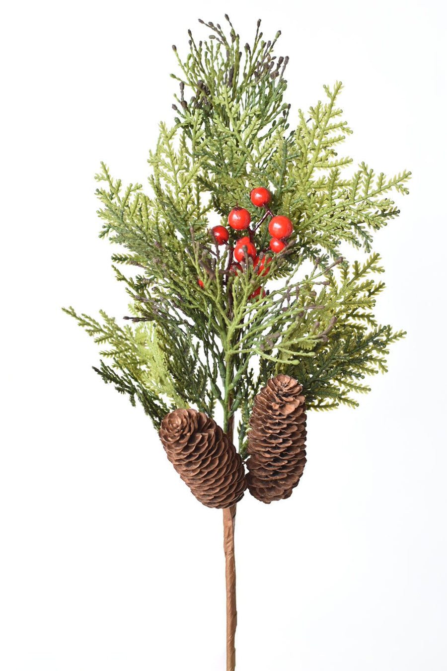 18" Faux Mixed Cedar and Cypress with Berry Stem