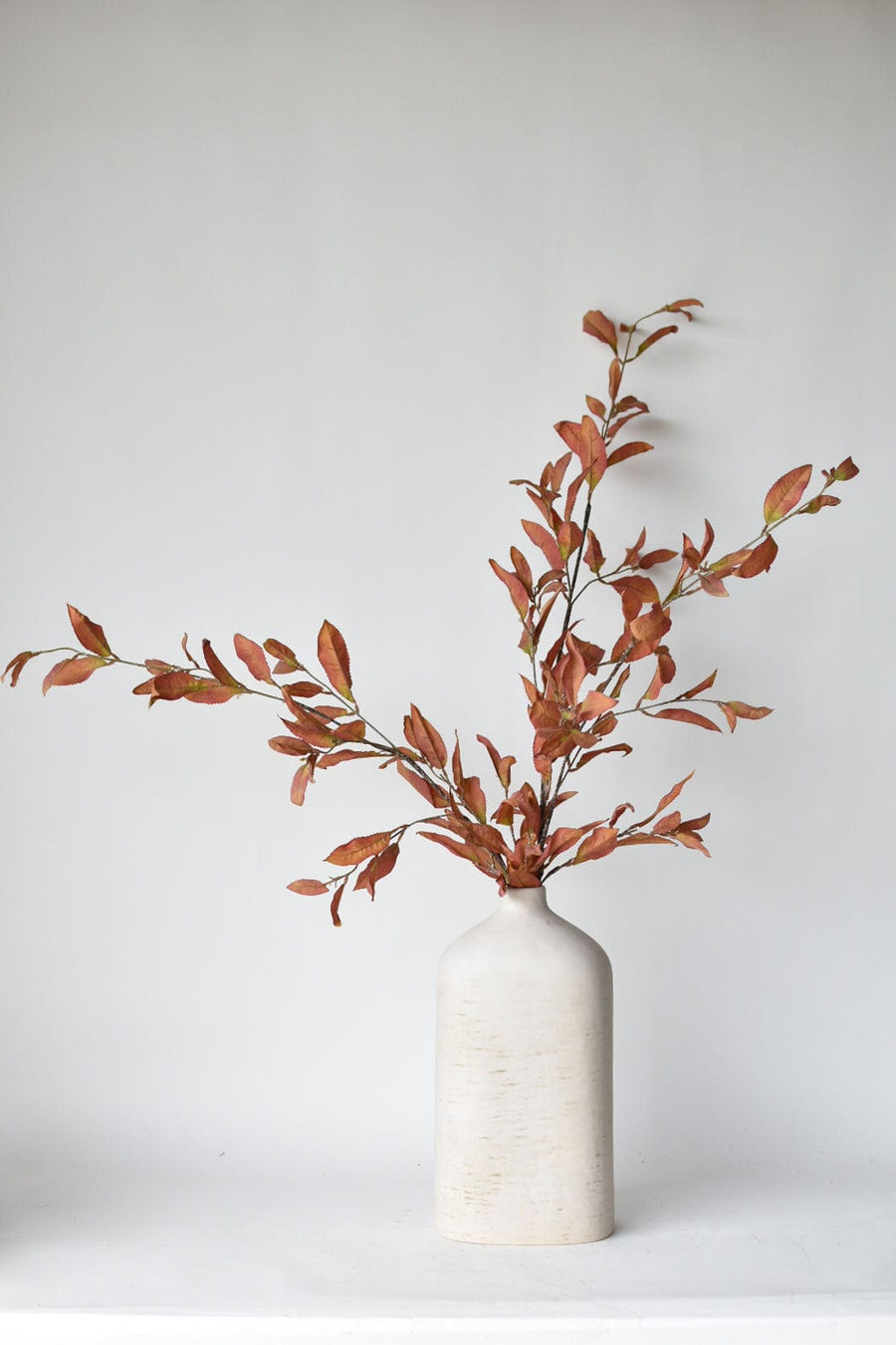 48" Faux Dried Chokeberry Fall Foliage Stem branch - Dried Orange Red