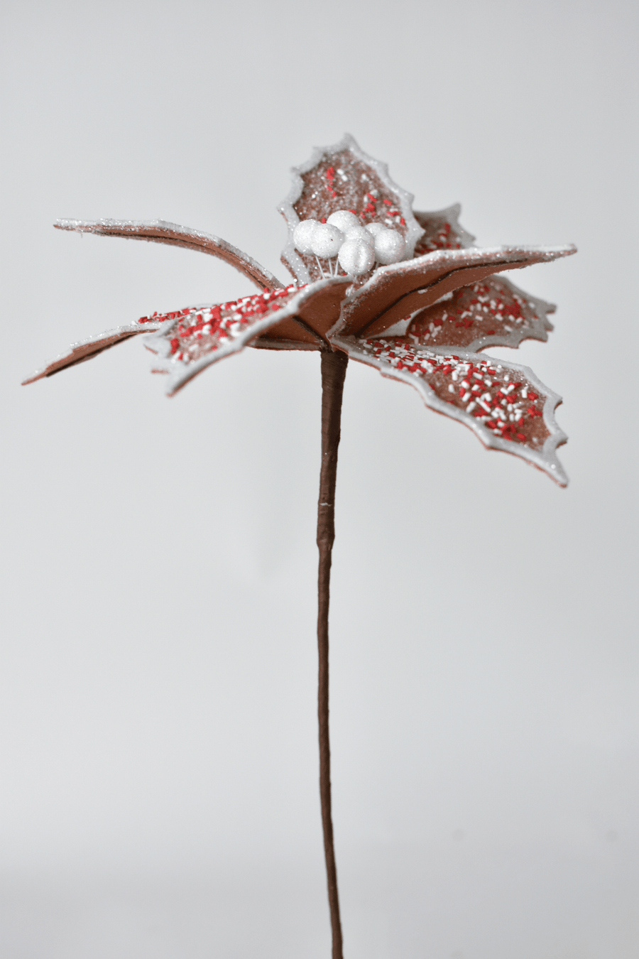 10" Faux Cookie Poinsettia Stem