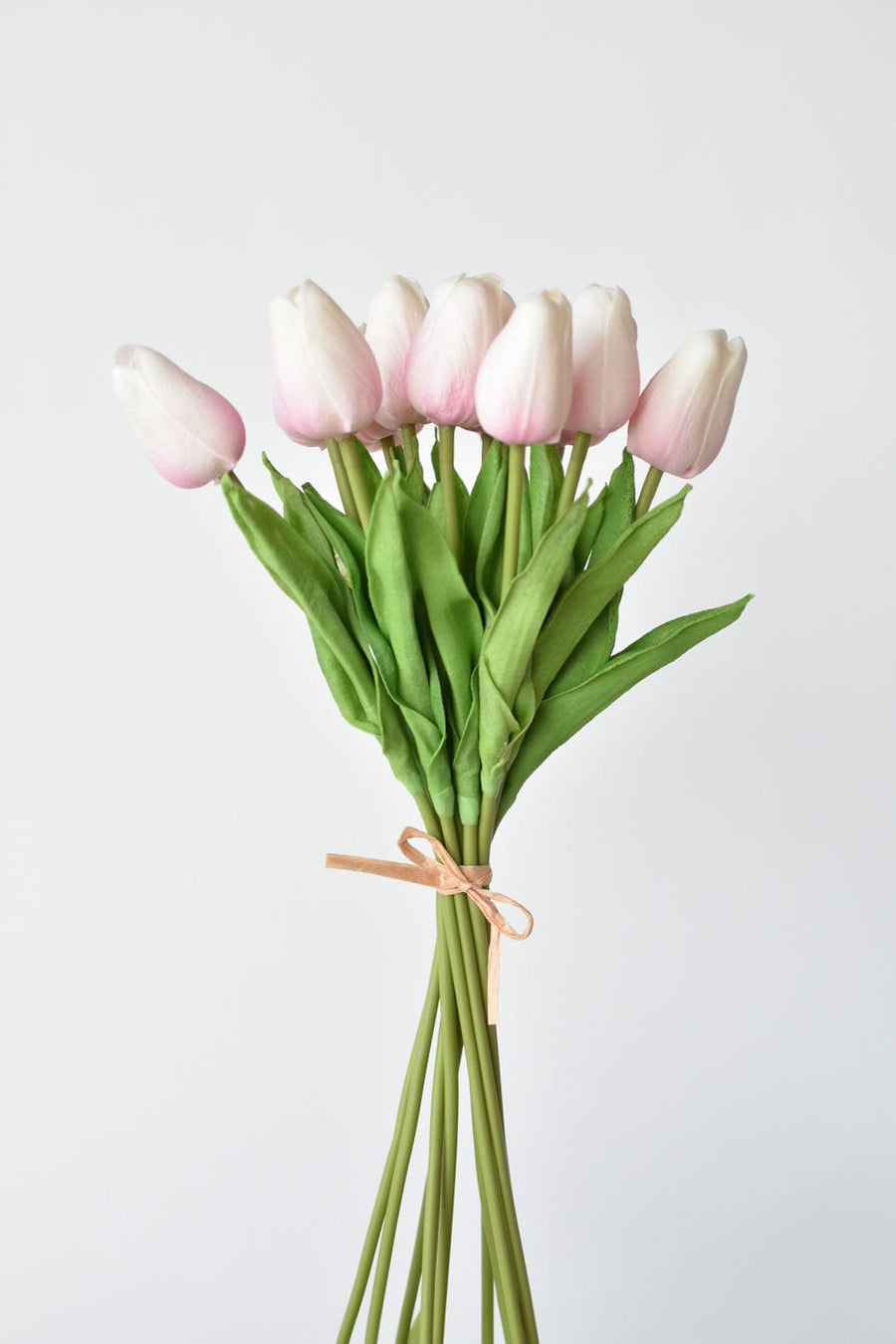 13.5" Faux Real Touch Cream/Pink Tulip Bundle : 12 Stems