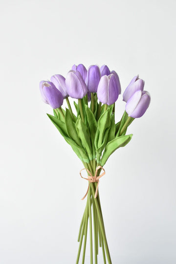 13.5" Faux Real Touch Light Purple Mini Tulip Bundle : 12 Stems