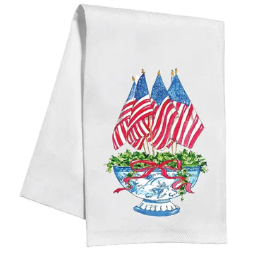Patriotic Flags in Chinoiserie Pot Towel