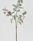 28" Faux Winter Holly Stem