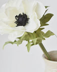 17" Faux Anemone White Stem