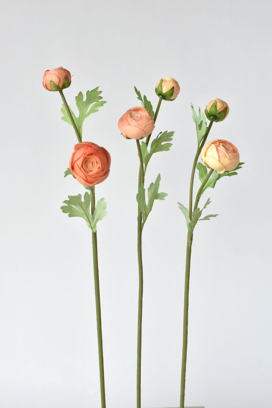 22" Faux Real Touch Shades of Orange Ranunculus Stem: Set of 3 Stems