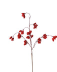 Red faux berries in detail showing the protective coating over the foam