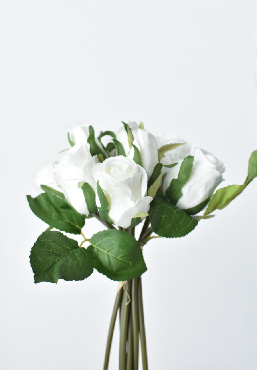 9" Faux White Rosebud Stem Bundle