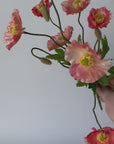 15" Faux Poppy Bush Coral Orange Salmon Bush