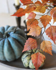 26" Faux Birch Leaf Stem Red / Orange / Yellow