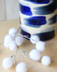 30" Faux Glitter White Pom-Pom Stem