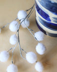 30" Faux Glitter White Pom-Pom Stem