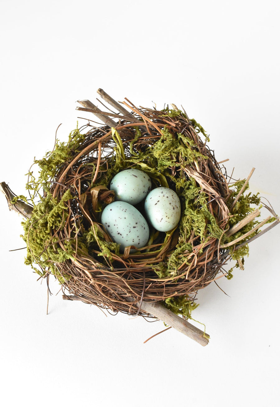 7.5" Faux Bird's Nest w/ Eggs