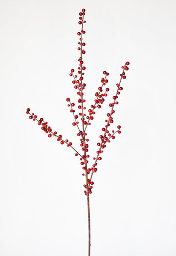 36" Faux Outdoor Red Berry Stem