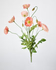 15" Faux Poppy Bush Coral Orange Salmon Bush